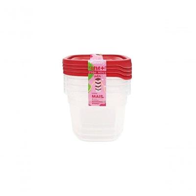 Kit 4 Potes Linha Mais 530ml Vermelho Escuro