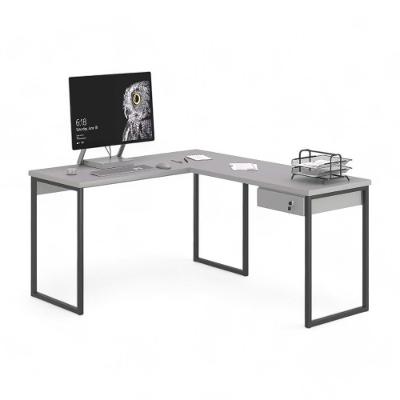 Mesa Home Office Escrivaninha L Industriale Cinza Com Gaveteiro