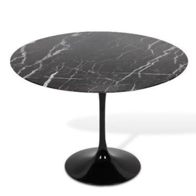 Mesa De Jantar Tulipa Saarinen Redonda 110 Cm Mármore Nero