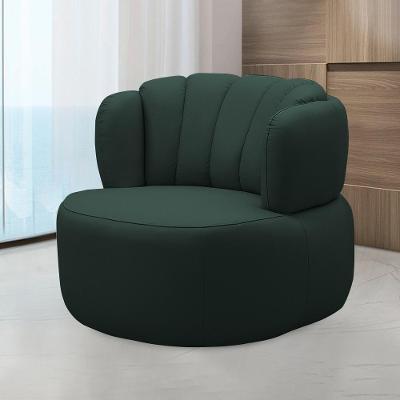 Poltrona Decorativa Mariele Sala De Estar Base Giratória Em Aço Couro Verde Musgo G88 - Gran Belo