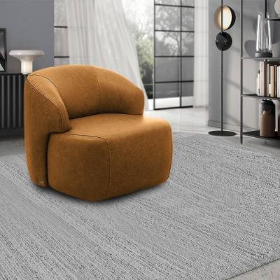 Poltrona Decorativa Charlote Sala De Estar Base Fixa Couro Caramelo Manchado G88 - Gran Belo