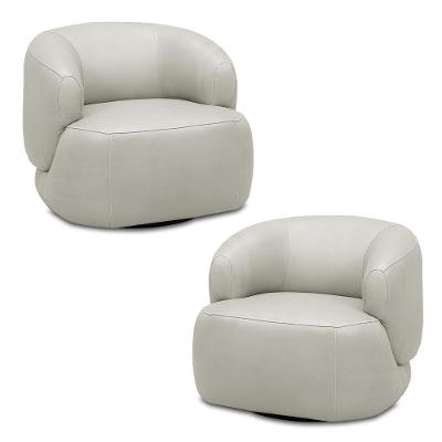 Kit 2 Poltronas Decorativas Verona Sala De Estar Base Giratória Aço Couro Off White