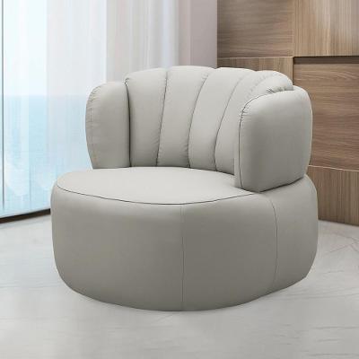 Poltrona Decorativa Mariele Sala De Estar Base Giratória Em Aço Couro Off White G88 - Gran Belo