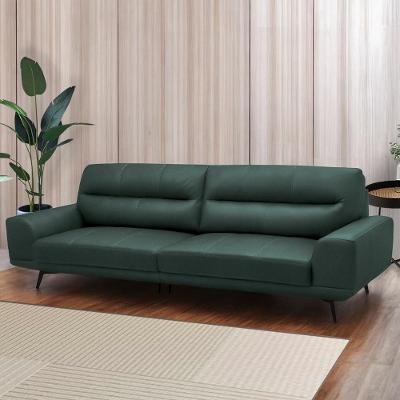 Sofá Decorativo Ashton 3 Lugares Sala De Estar 256cm Pés Em Aço Couro Verde Musgo G88 - Gran Belo