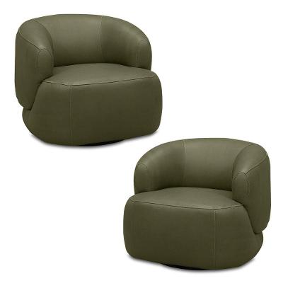 Kit 2 Poltronas Decorativas Verona Sala De Estar Base Giratória Em Aço Couro Fendi G88 - Gran Belo