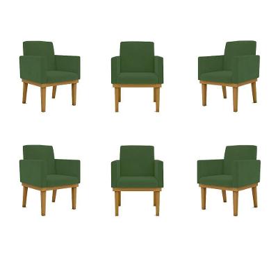 06 Poltronas Com Base Verde 2 Opala Marinho + 1 Puff Marinho