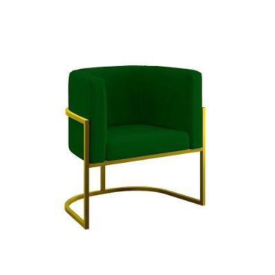 Poltrona Cadeira Decorativa Lua Base De Ferro Gold Verde