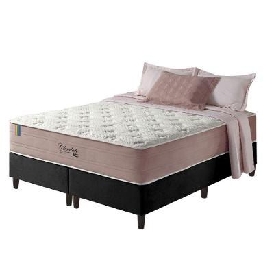 Cama Box King Preto + Colchão Mola Ensacadas Charlotte 193cm
