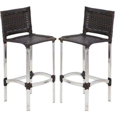 2 Banquetas Madri Em Alumínio Edícula, Cozinha, Balcão Trama Pedra Ferro