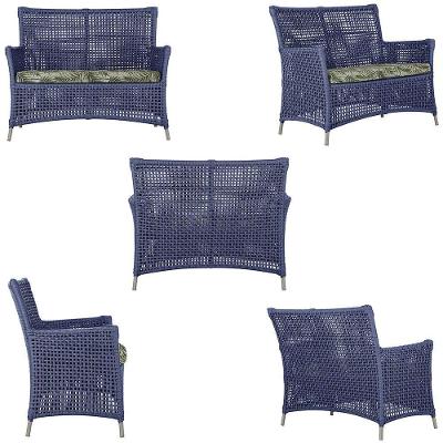 2 Sofás E Mesa Igapó Alumínio Fendi Corda Náutica E5 Trama Azul