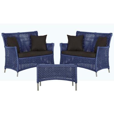 2 Sofás E Mesa Igapó Alumínio Fendi Corda Náutica E9 Trama Azul