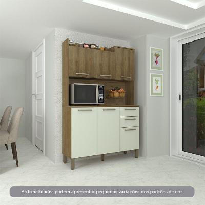 Cozinha Compacta 6 Portas E 2 Gavetas Com Tampo Luciane Móveis Carvalho Avelã Arenas
