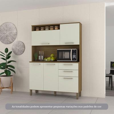 Cozinha Compacta 5 Portas E 2 Gavetas Com Tampo Luciane Móveis Carvalho Arenas