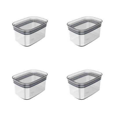 Conjunto De Potes Herméticos 650 Ml 4 Peças Block Retangular Transparente Ou