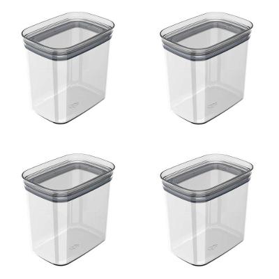 Conjunto De Potes Herméticos 1,5 L 4 Peças Block Retangular Transparente Ou