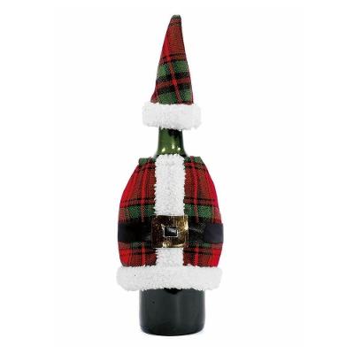 Capa Para Garrafa De Vinho Decorado Natal Paletó E Gorrinho Xadrez - Magizi