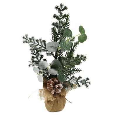Arranjo Enfeite De Mesa Rústico Natal Folhagens E Pinha Natural 37cm - Magizi