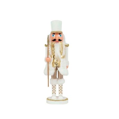 Boneco Quebra Nozes Decor 28cm Branco E Dourado Bastão Estrela Articulado - Magizi