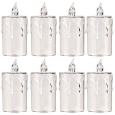 Jogo 8 Mini Velas Eletrônica Cristal Led Branco Quente 7,7cm - Art Christmas