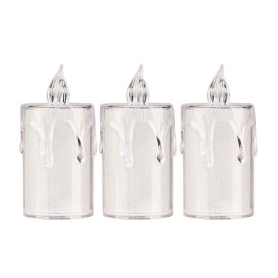 Jogo 3 Mini Velas Eletrônica Cristal Led Branco Quente 7,7cm - Art Christmas