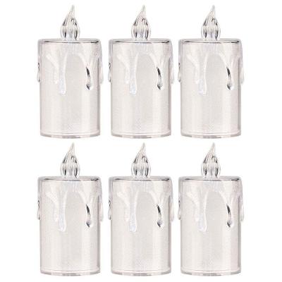 Jogo 6 Mini Velas Eletrônica Cristal Led Branco Quente 7,7cm - Art Christmas
