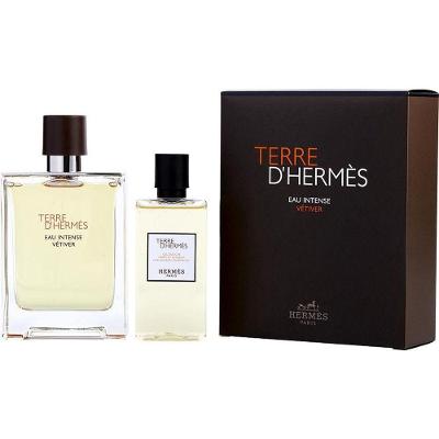 Cx De Presente Masculino Terre D'hermes Eau Intense Vetiver Hermes Eau De Parfum Spray 100 Ml + Gel De Banho 80 Ml