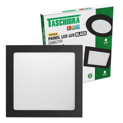 Painel De Led Quadrado Embutir 24w Preto Bivolt Taschibra 3000k Luz Quente