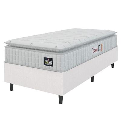 Cama Box Solteiro Colchão Espuma D45 Lazio Pillow Top 88x188x62cm Branco Hellen – Suporta Até 150 Kg Por Pessoa