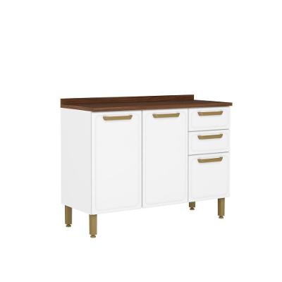 Balcão De Aço Tampo 3 Portas 2 Gavetas Bella Bertolini Branco