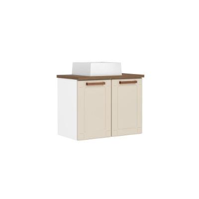 Balcão De Aço E Cuba Alta Banheiro 2 Portas Areia Bertolini Areia/Branco