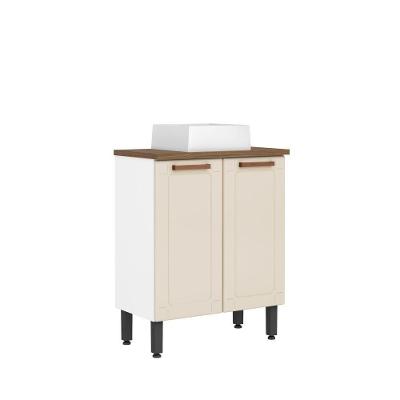 Balcão De Aço E Cuba Com Pés Banheiro 2 Portas Areia Bertolini Areia/Branco