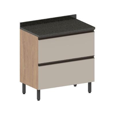 Balcão Tampo 1 Porta Basculante 1 Gavetão Linha Moderna Bertolini Areia Carvalho