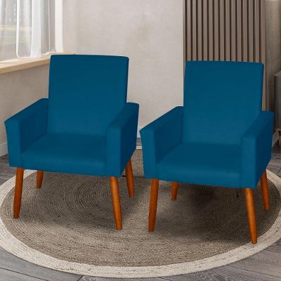 Kit 2 Poltronas Decorativas Mel Suede Azul Marinho Sky Mobile