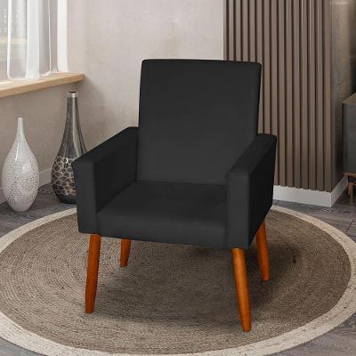 Poltrona Decorativa Mel Material Sintético Preto Sky Mobile