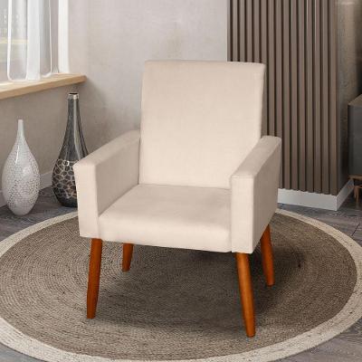 Poltrona Decorativa Mel Material Sintético Bege Sky Mobile