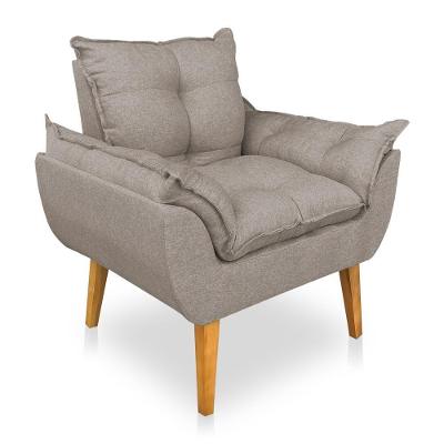 Poltrona Opala Decorativa Luxo Linho Capuccino Sky Mobile
