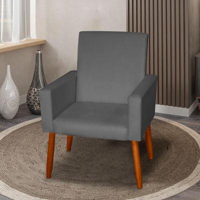 Poltrona Decorativa Mel Material Sintético Cinza Sky Mobile