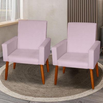 Kit 2 Poltronas Decorativas Mel Suede Rosa Claro Sky Mobile