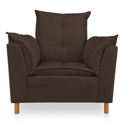 Kit Poltrona Amamentação Sara E Puff Suede Marrom Sky Mobile