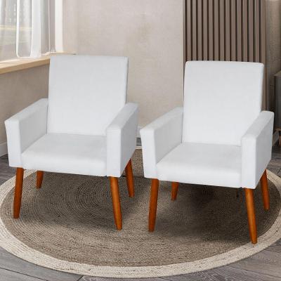 Kit 2 Poltronas Decorativas Mel Material Sintético Branco Sky Mobile
