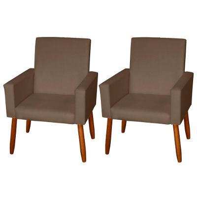 Kit 2 Poltronas Decorativas Mel Suede Marrom Sky Mobile