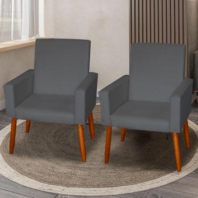 Kit 2 Poltronas Decorativas Mel Suede Cinza Sky Mobile