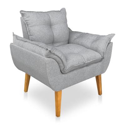 Poltrona Opala Decorativa Luxo Linho Cinza Sky Mobile