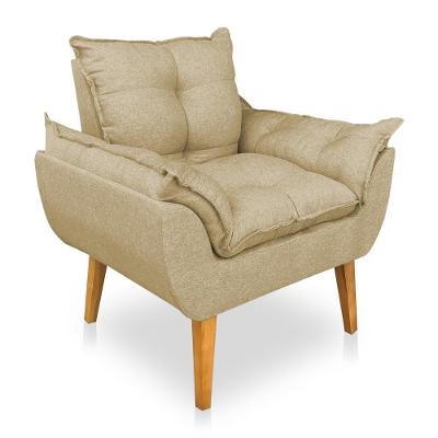 Poltrona Opala Decorativa Luxo Linho Dourado Sky Mobile