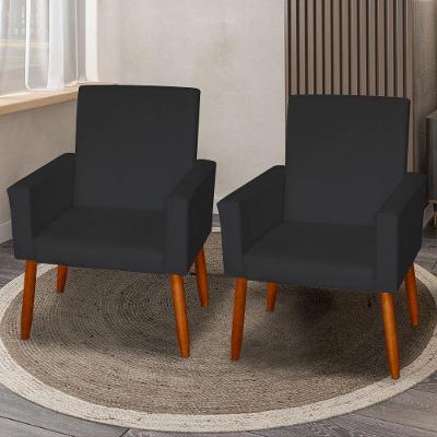Kit 2 Poltronas Decorativas Mel Material Sintético Preto Sky Mobile