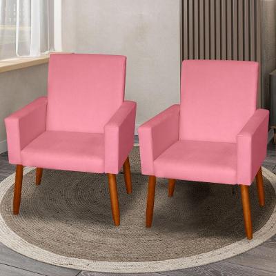 Kit 2 Poltronas Decorativas Mel Suede Rosa Sky Mobile