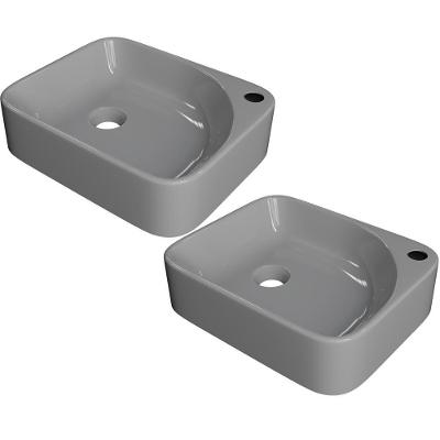 Kit 02 Cubas De Apoio Retangular Para Banheiro Lavabo Cross C01 Ro36w Cinza - Lyam