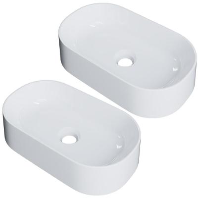Kit 02 Cubas De Apoio Oval Para Banheiro Lavabo Laila C01 O42w Branco - Lyam