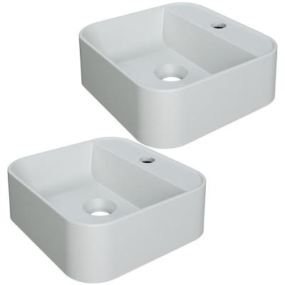 Kit 02 Cubas De Apoio Quadrada Para Banheiro Lavabo C01 Qa31w Cinza Matte Fosca - Lyam
