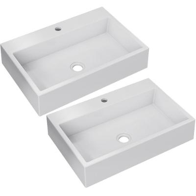 Kit 02 Cubas De Apoio Retangular Para Banheiro Lavabo Florenza C01 Rt55w Branco - Lyam
